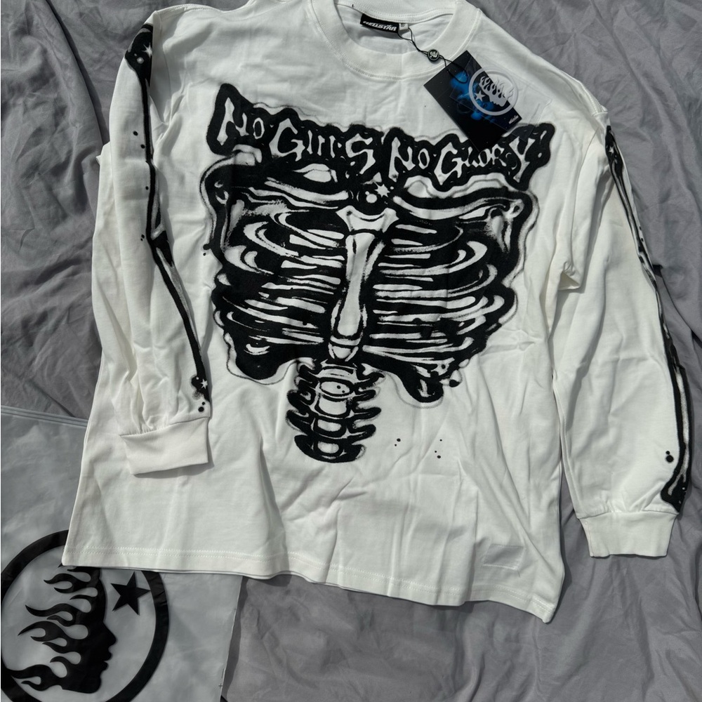 White Skeleton Graphic Long Sleeve Tee